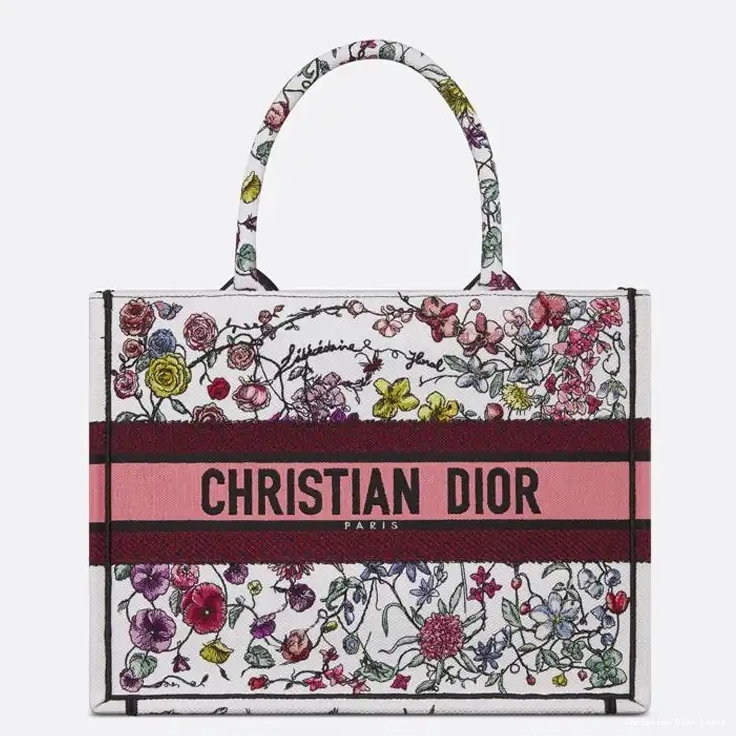 Cheap Pink Motif Florilegio White Book Dior Tote Canvas 0325 Luxury